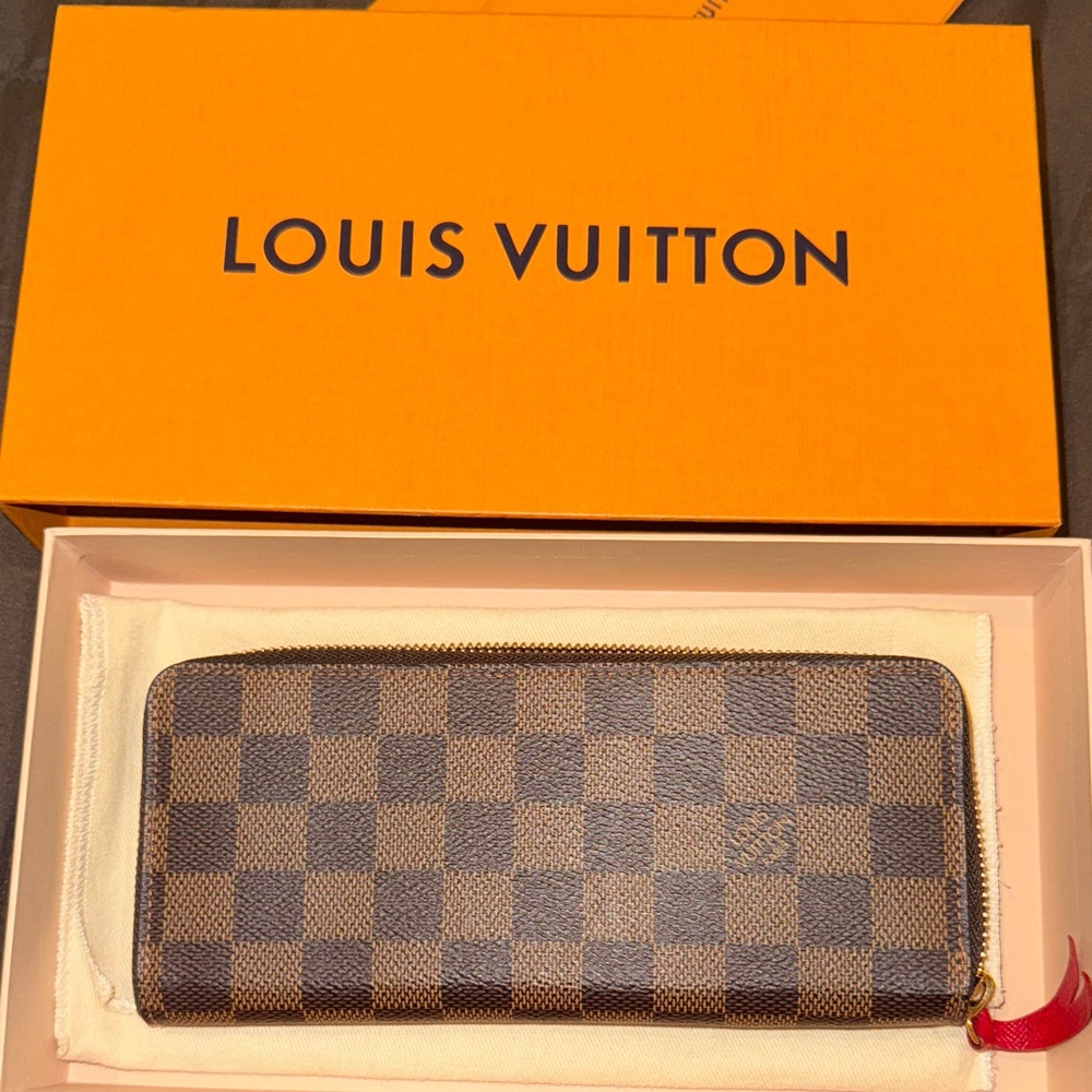 Louis Vuitton Damier Ebene Wallet in Brown and Tan
